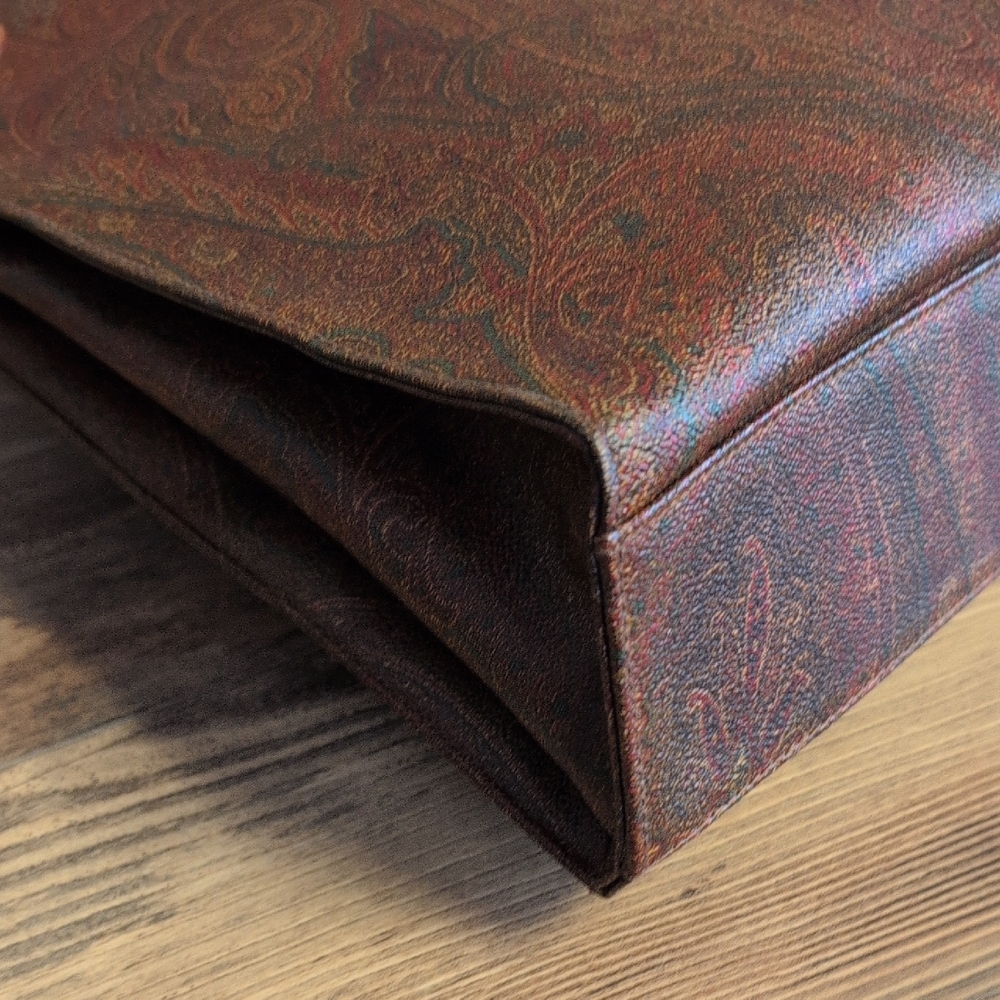 Etro Paisley Coated Canvas Vachetta Leather Laptop Briefcase Shoulder Bag - Picture 4 of 16